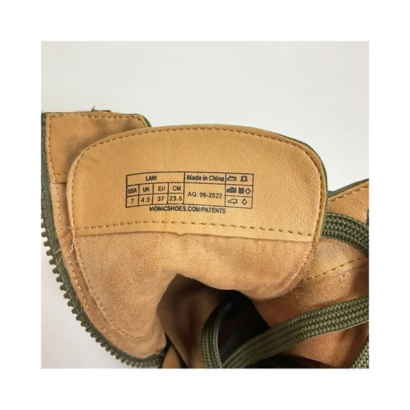 Vionic Lani Green Suede Lace Up Combat Style Boots - Picture 6 of 7